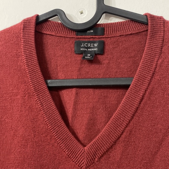 J. Crew V-Neck Merino Wool Sweater Pullover Mid Brown size M - Picture 2 of 9
